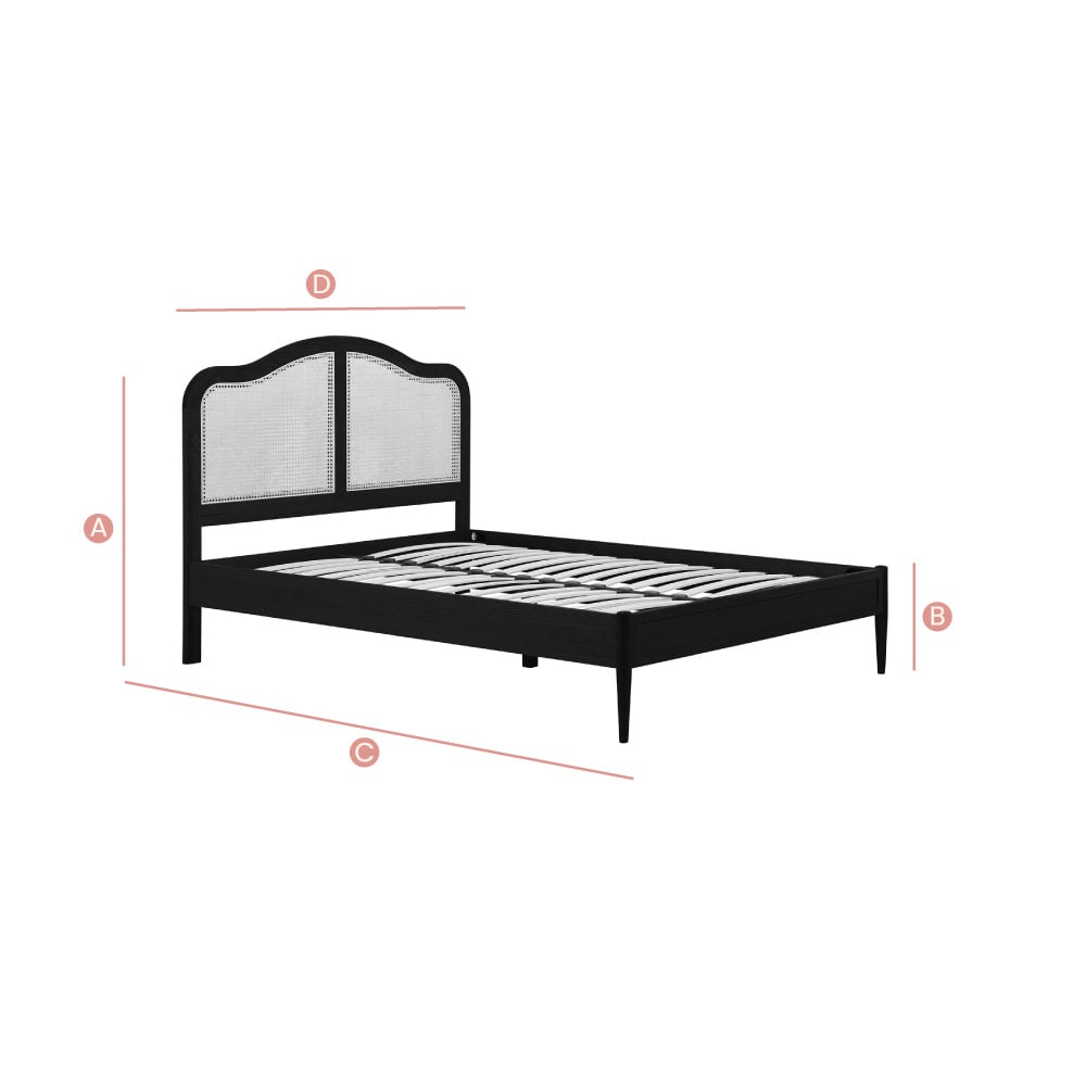 Happy Beds Leonie Black Rattan Bed Sketch