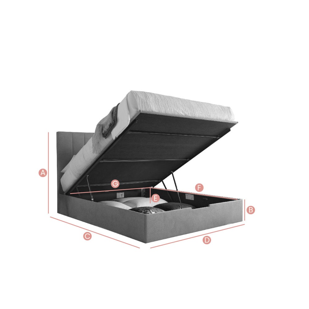 Happy Beds Lincoln Connect Ottoman Sketch Dimensions