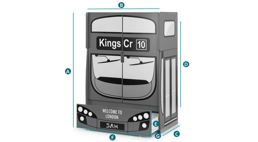 Happy Beds London Bus Kings Cross Wardrobe Sketch Dimensions