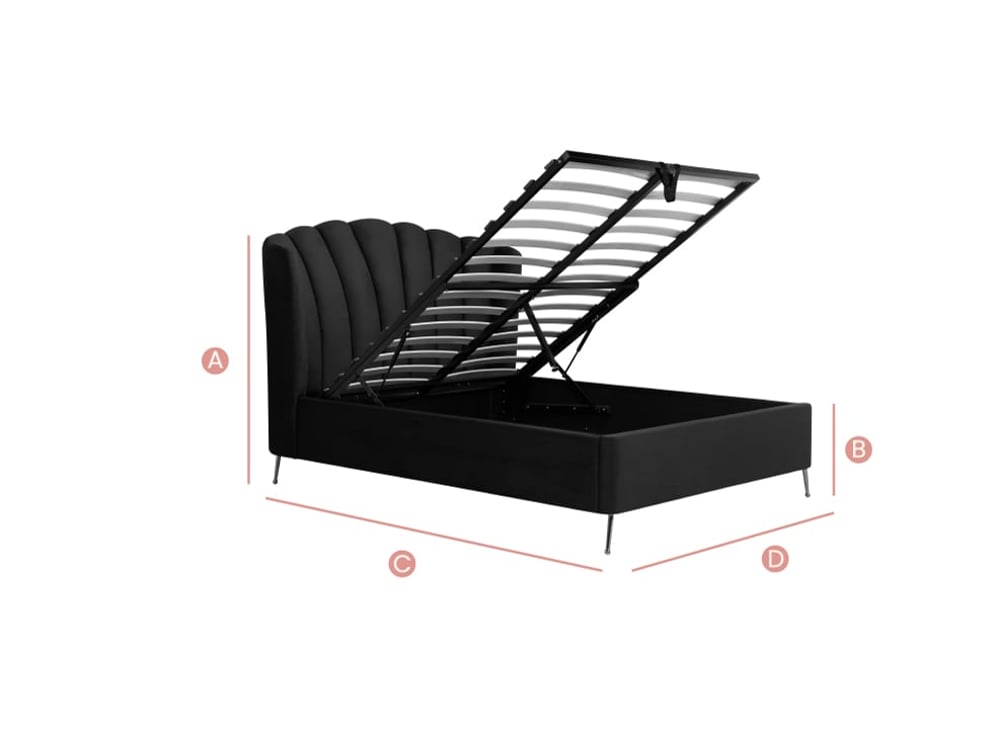 Happy Beds Lottie Ottoman Sketch Dimensions