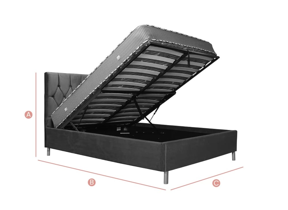 Happy Beds Loxley Ottoman Dimensions Sketch