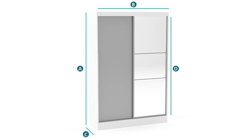 Lynx White And Grey 
 2 Door Sliding Wardrobe Sketch