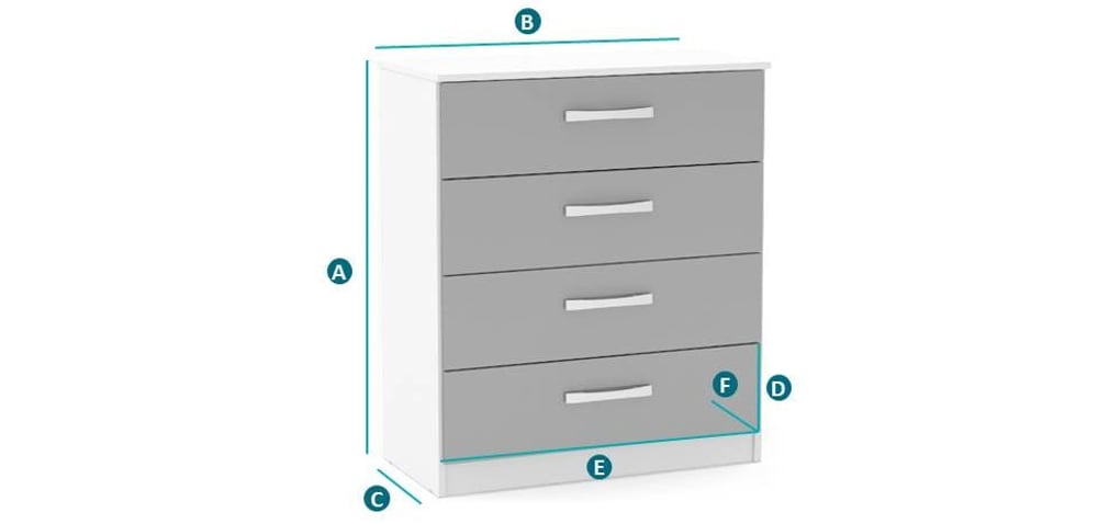 Lynx White And Grey 4 Drawer Chest