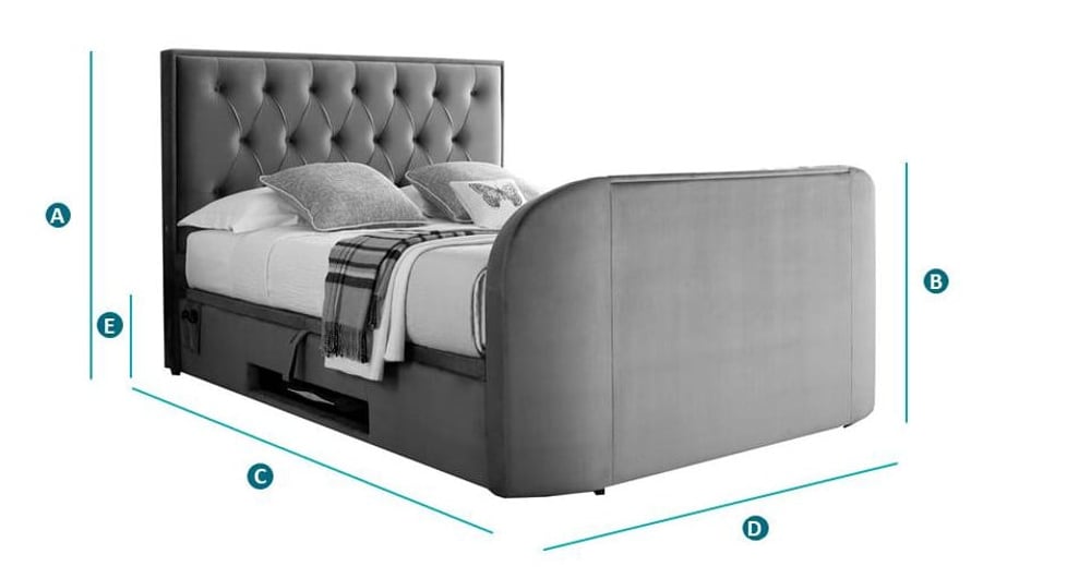 Lyon Silver Velvet Ottoman TV Bed Sketch