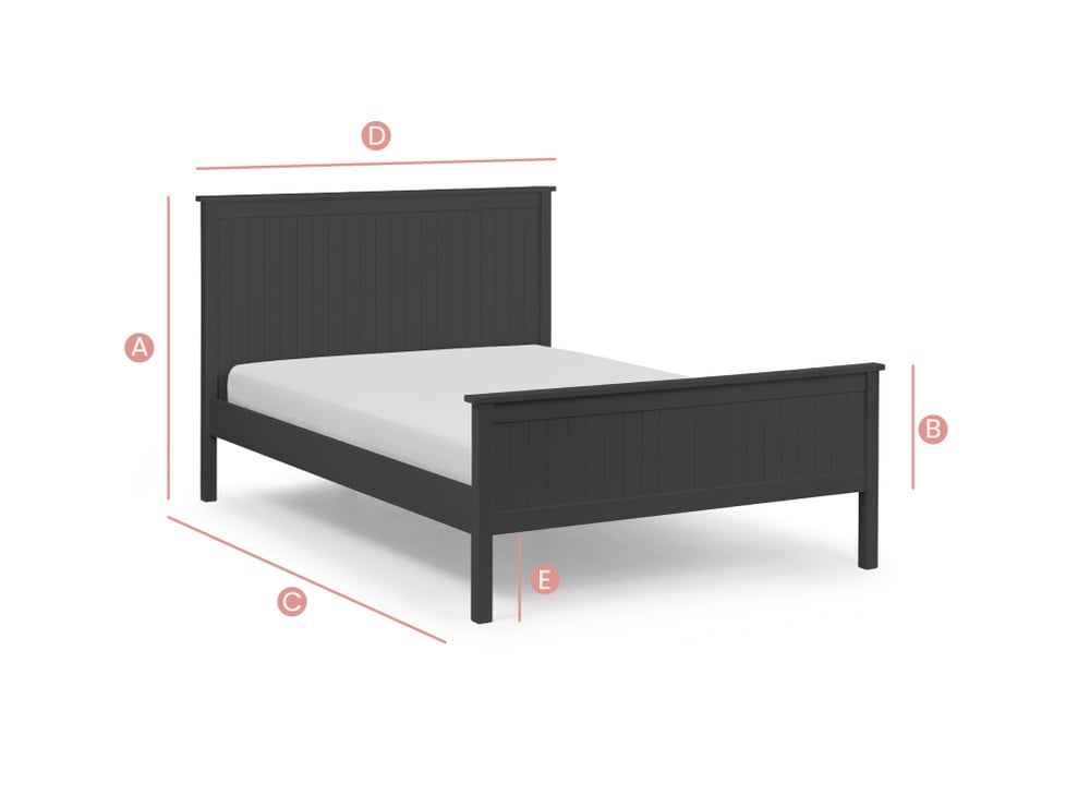 Happy Beds Maine Wooden Bed Sketch Dimensions