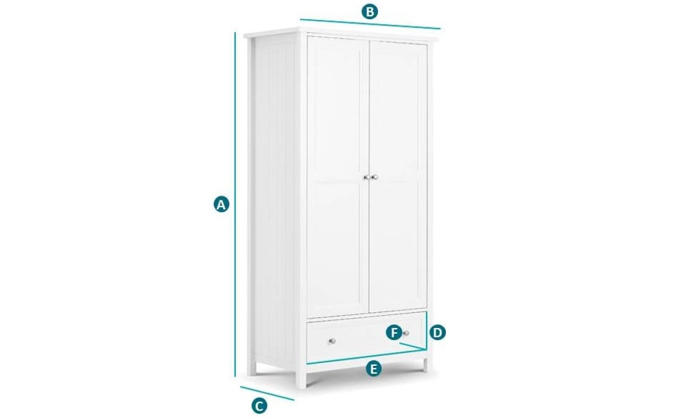 Maine Dove Grey 2 Door Wooden Combination Wardrobe Sketch