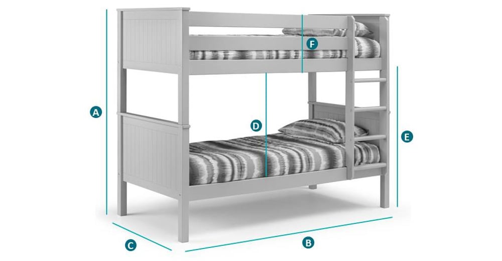 Happy Beds Maine Bunk Bed Sketch Dimensions