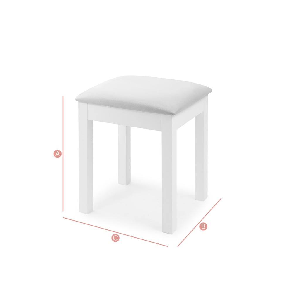 Maine White Dressing Table Stool Sketch