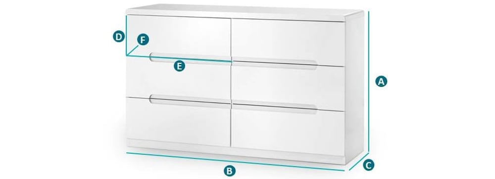 Manhattan Gloss White 6 Drawer Wide Chest Sketch