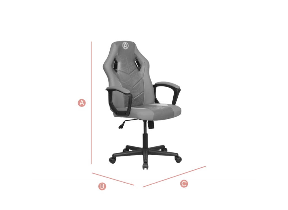 Happy Beds Avengers Gaming Chair Sketch Dimensions