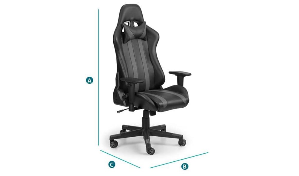 Happy Beds Meteor Gaming Chair Sketch Dimensions