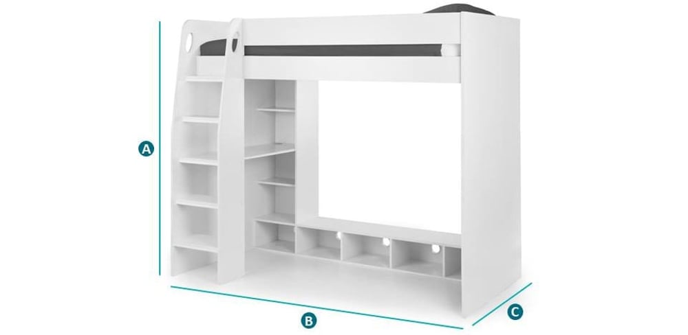 Happy Beds Nebula Gaming High Sleeper Sketch Dimensions