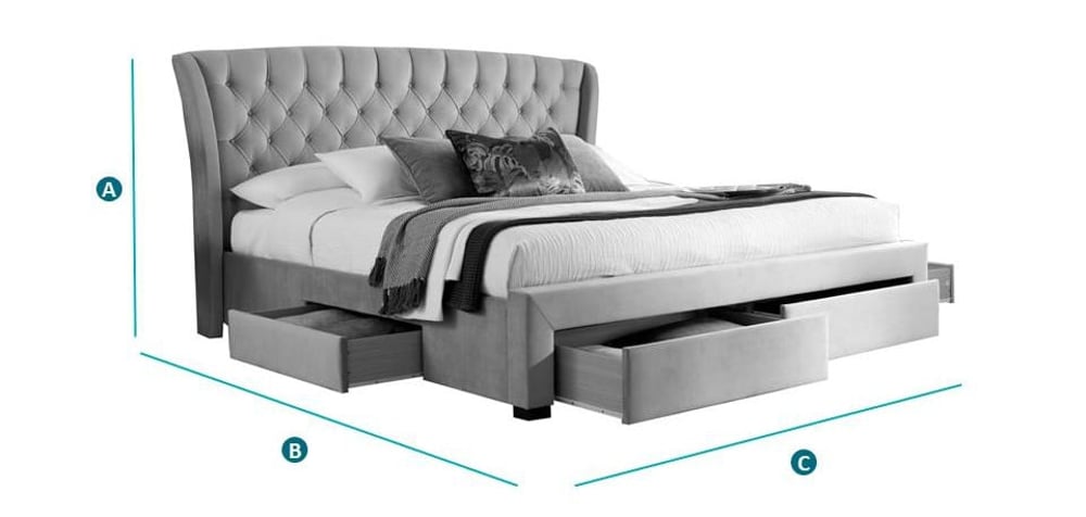 Happy Beds Newton 4 Drawer Bed Sketch Dimensions