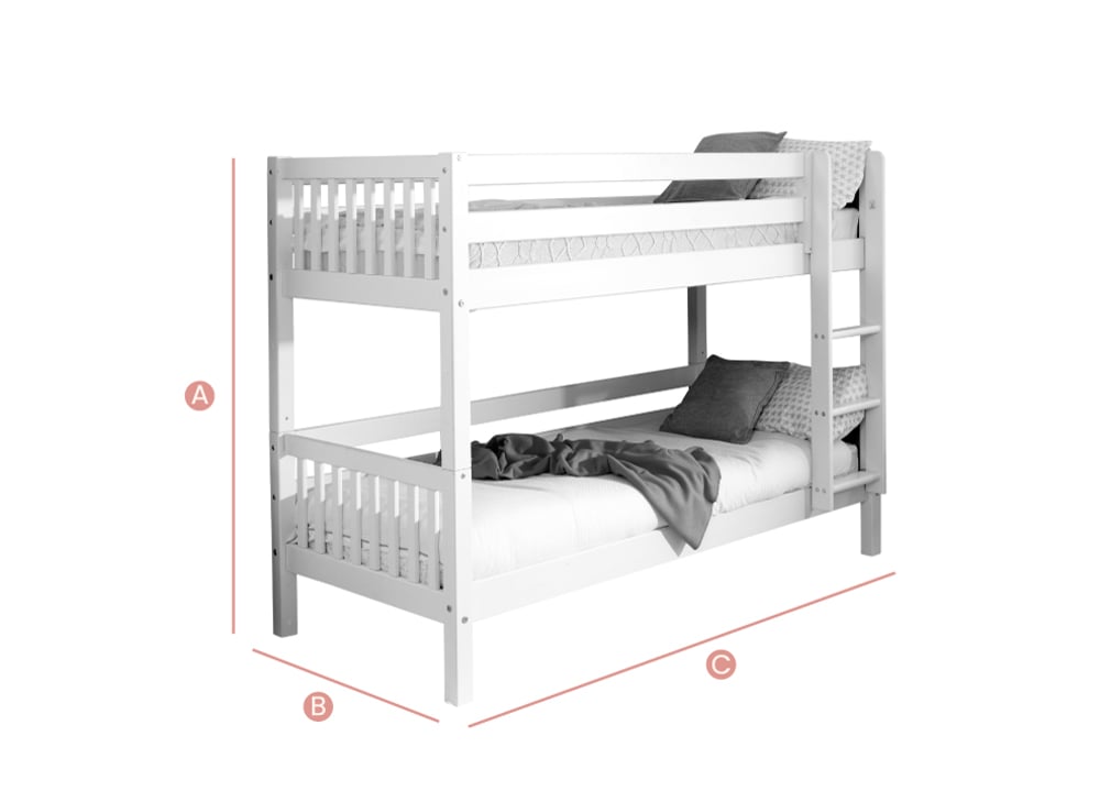 Happy Beds Nordic Bunk Sketch Dimensions