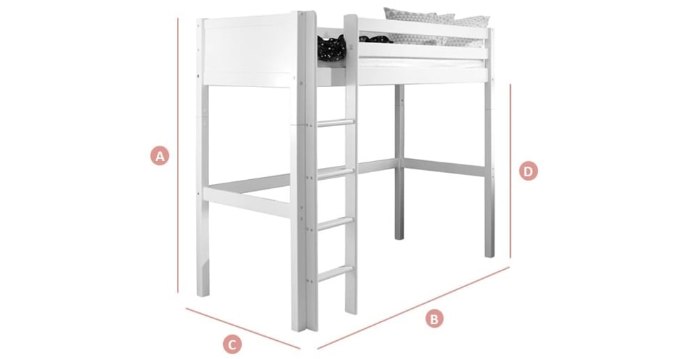 Happy Beds Nordic High Sleeper Sketch Dimensions