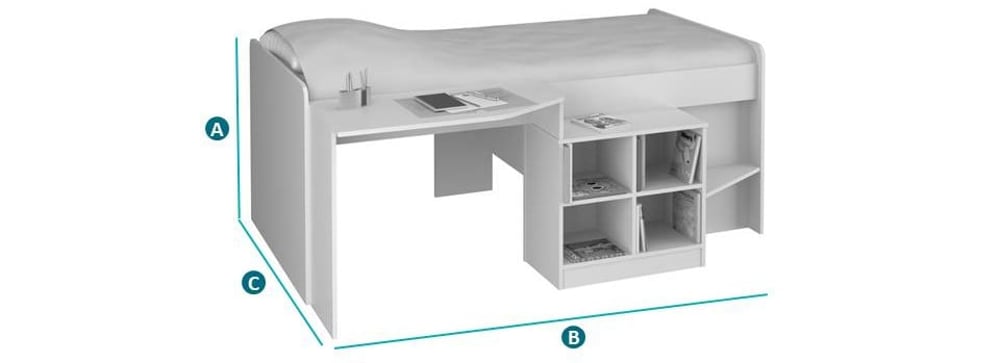 Happy Beds Pilot Mid Sleeper Sketch Dimensions