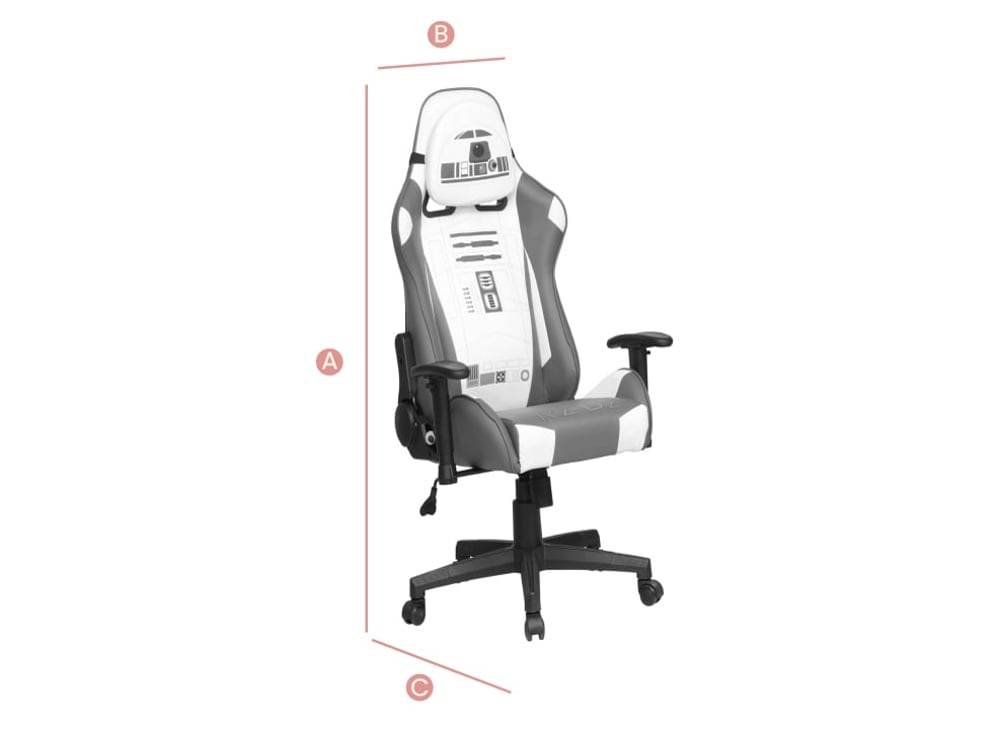 Happy Beds Disney R2D2 Computer Gaming Chair Sketch Dimensions