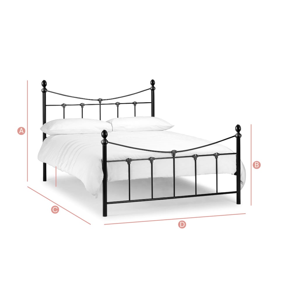 Happy Beds Rebecca Metal Bed Sketch Dimensions