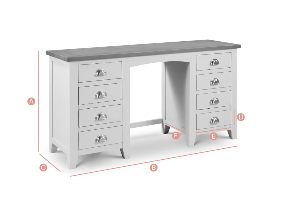 Happy Beds Richmond Dressing Table Sketch Dimensions