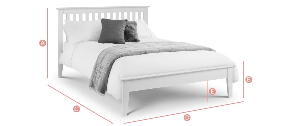 Happy Beds Salerno Wooden Bed 4ft6 & 5ft Sketch Dimensions
