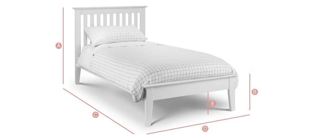 Happy Beds Salerno Wooden Bed 3ft Sketch Dimensions