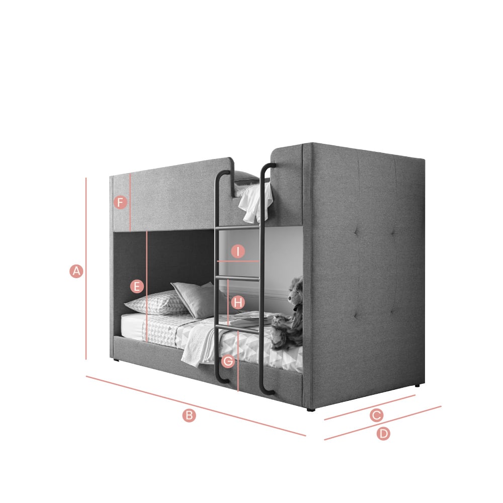 Happy Beds Saturn Bunk Bed Sketch Dimensions