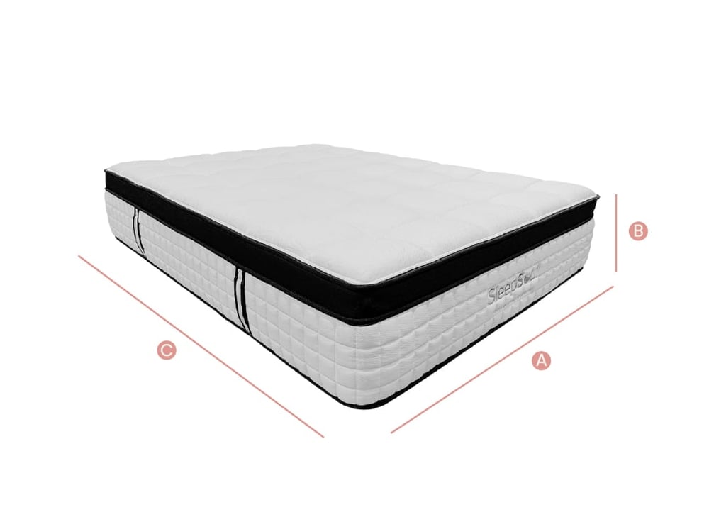 Happy Beds SleepSoul Celest Mattress Sketch Dimensions