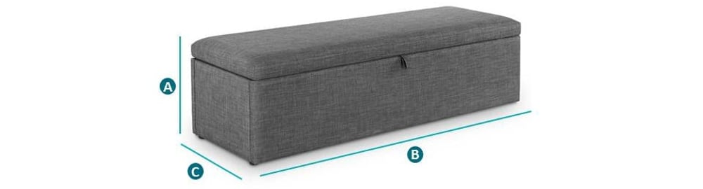 Happy Beds Sorento Blanket Box Sketch Dimensions