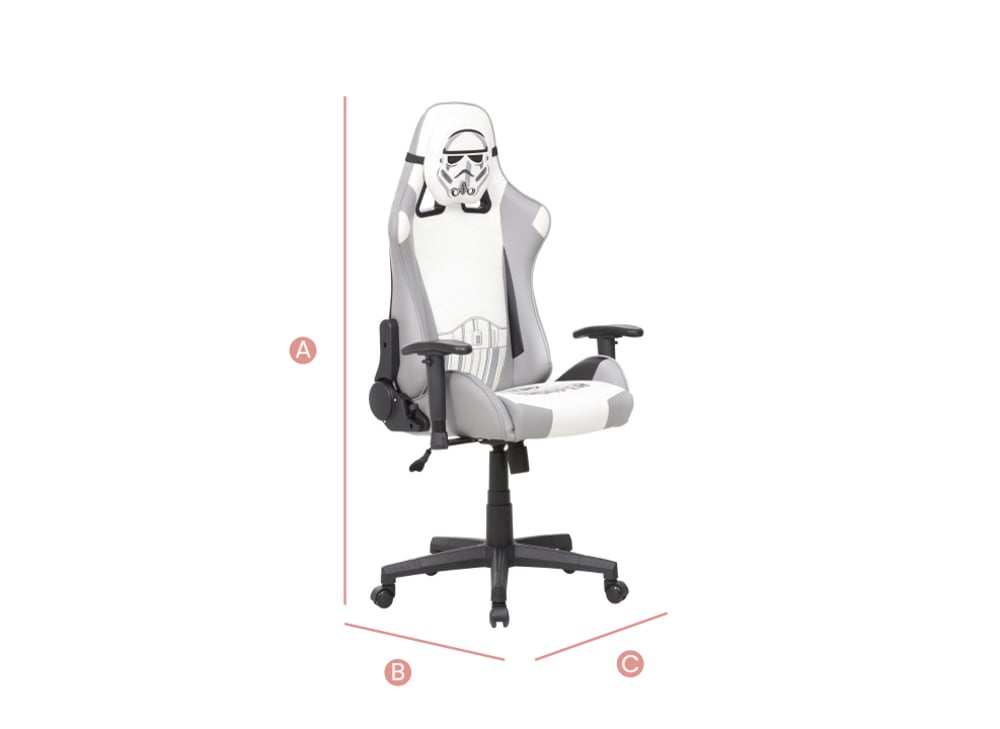 Happy Beds Disney Stormtrooper Hero Computer Gaming Chair Sketch Dimensions