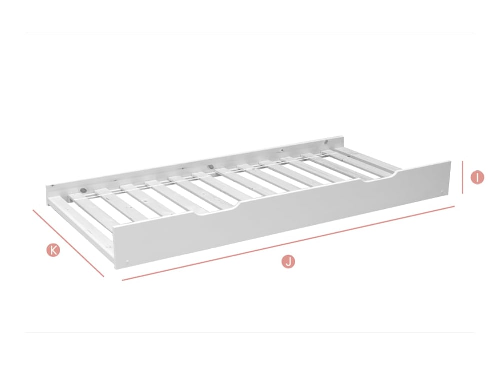 Happy Beds Tyler Grey Trundle Sketch Dimensions