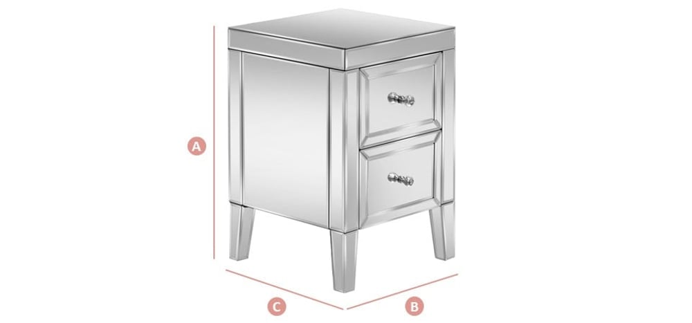 Happy Beds Valencia 2 Drawer Bedside Table Sketch Dimensions