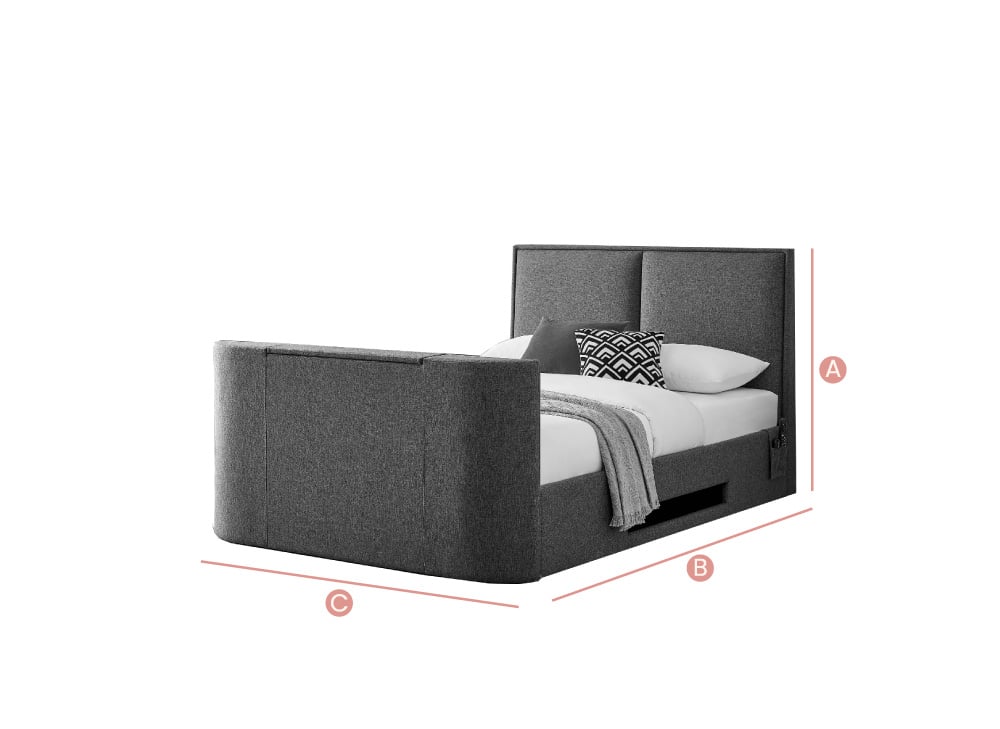 Happy Beds Valencia 4ft6, 5ft & 6ft TV Bed Sketch Dimensions