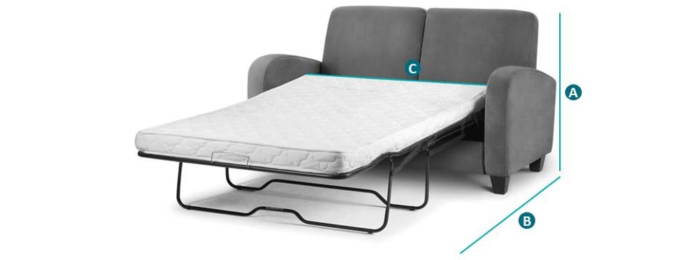 Happy Beds Vivo Grey Sofa Bed Sleeping Position Sketch Dimensions