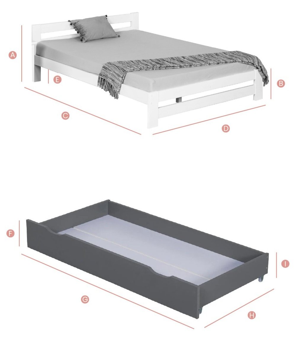 Happy Beds Xiamen Grey 3ft Sketch Dimensions