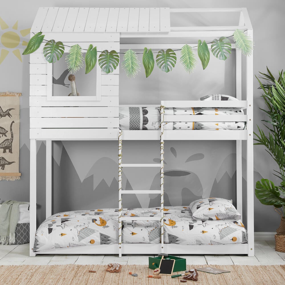 Adventure White Wooden Bunk Bed Steps Close-Up