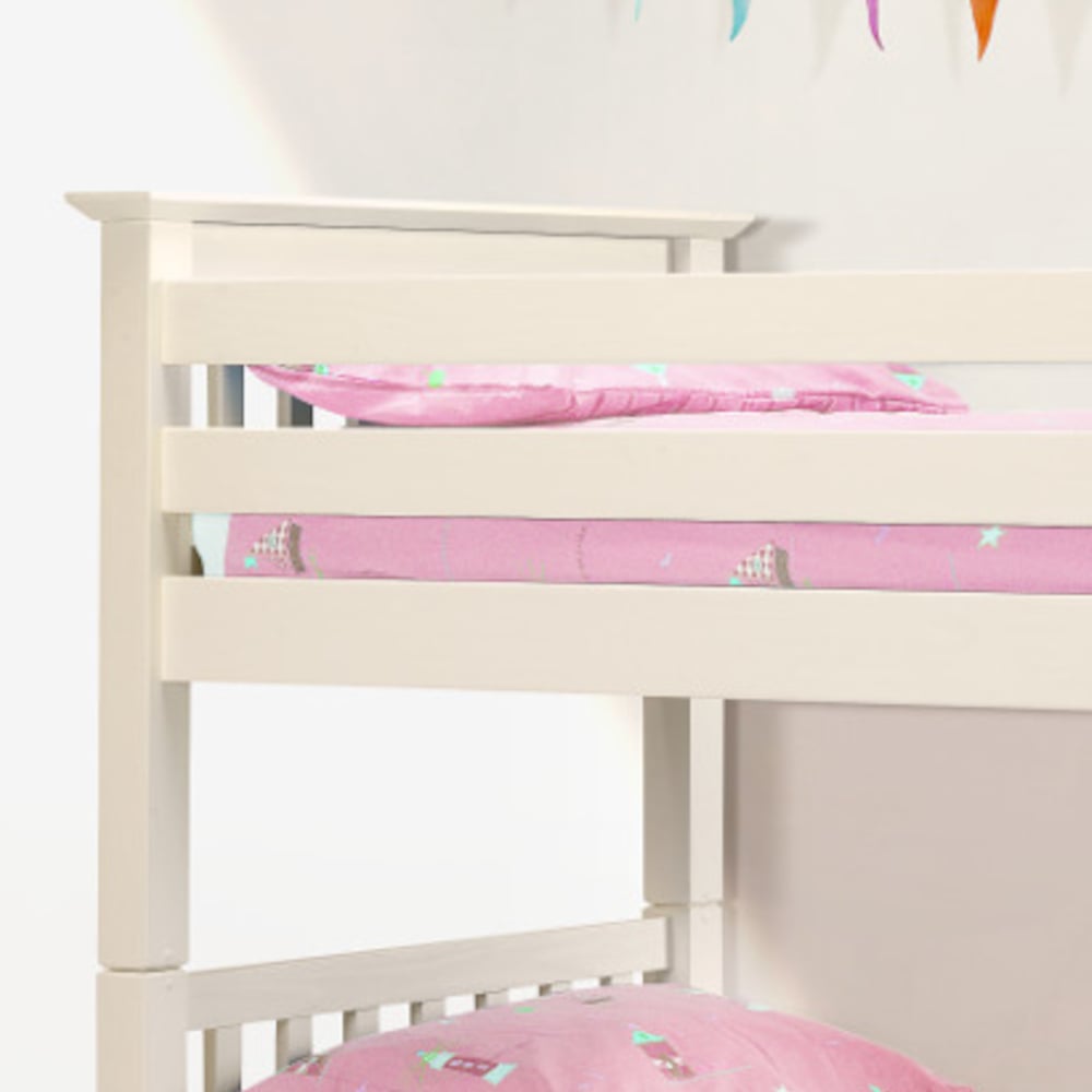 Barcelona Stone White Wooden Bunk Bed Side Rails Close-Up