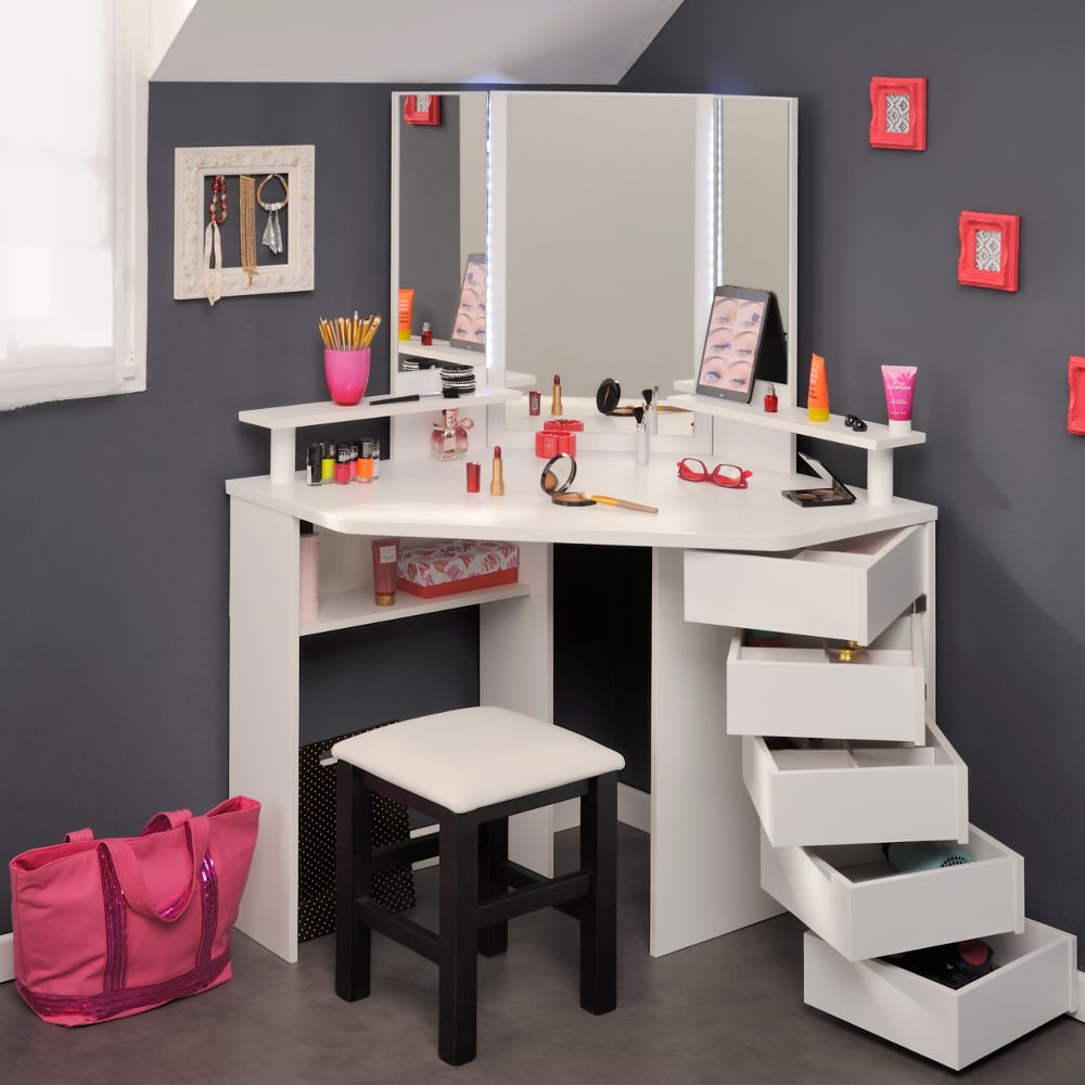 Beauty Bar Corner Dressing Table Wide Angle