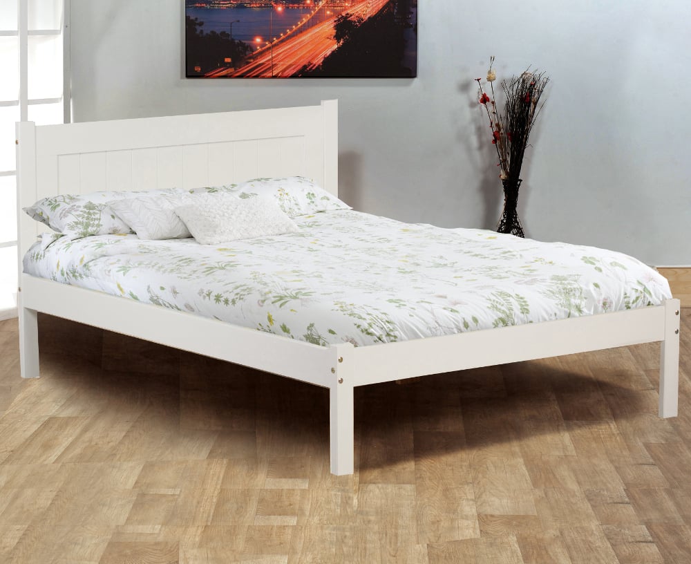 Clifton White Wooden Bed Close-Up