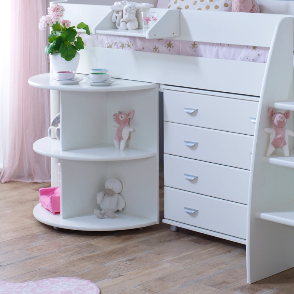 Durham White Wooden Bunk Bed Side Image