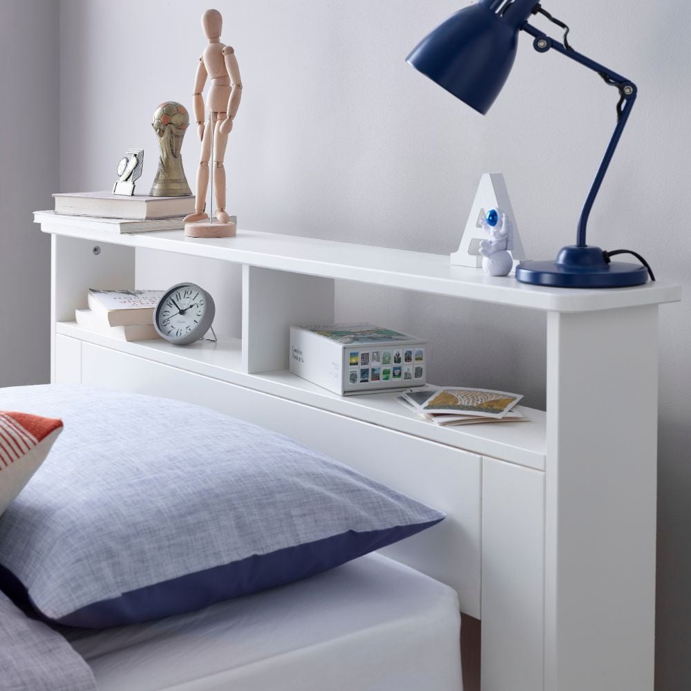 Fraser White Wooden Bookcase Bed Bookcase Close-Up