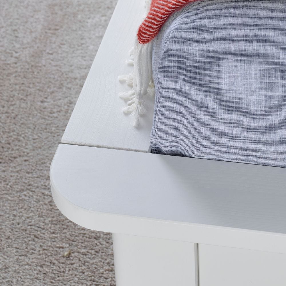 Fraser White Wooden Bookcase Bed Edges Close-Up