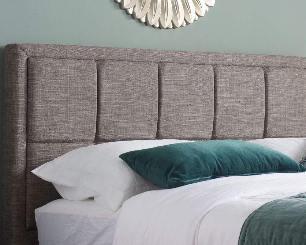 Hannover Grey Fabric Ottoman Storage Bed Headboard Image