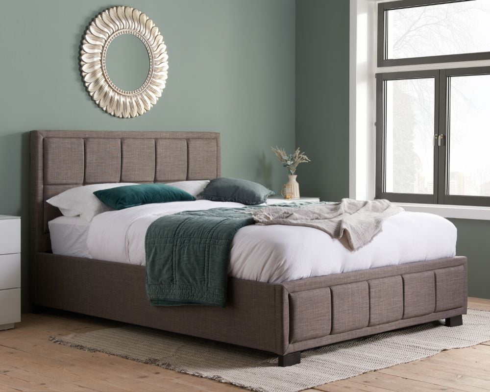 Hannover Grey Fabric Bed Front Image
