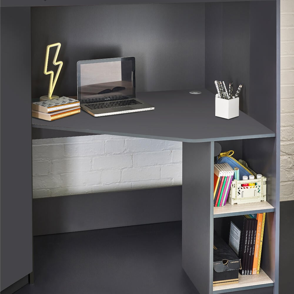 Hercules Anthracite High Sleeper Desk Close-Up