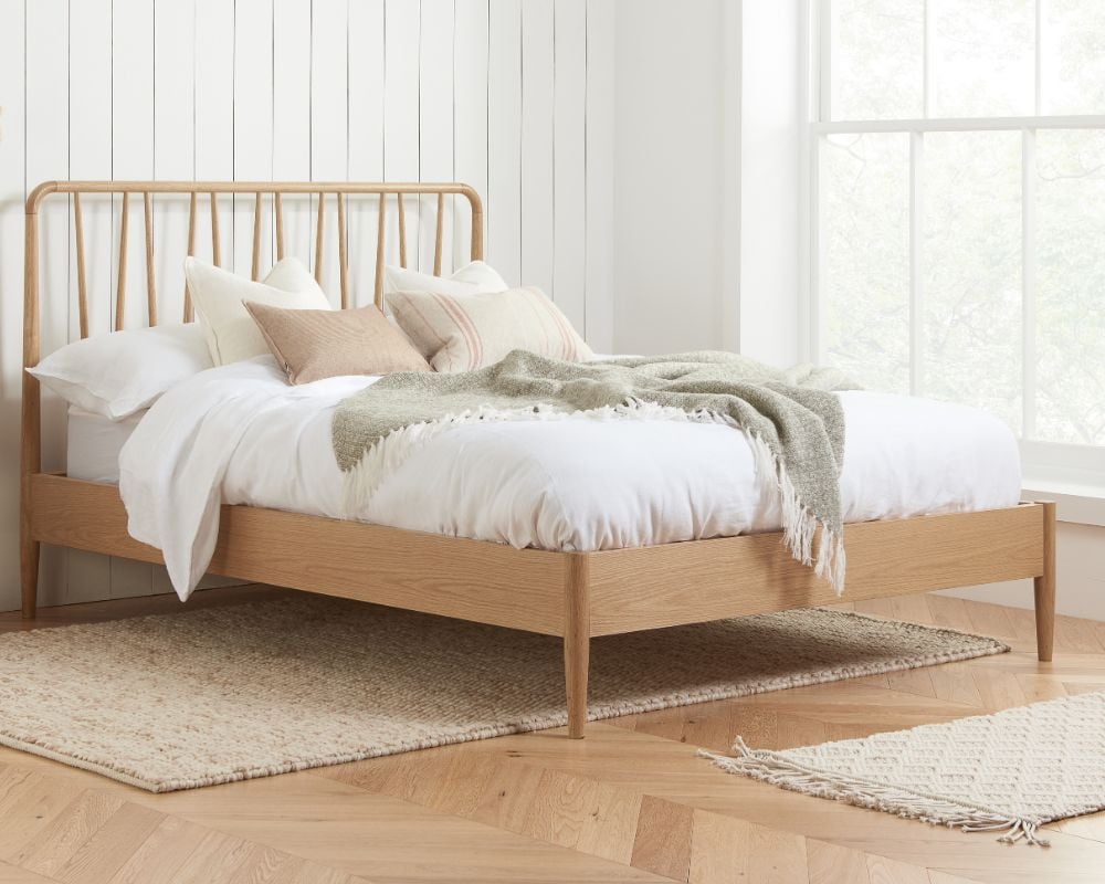 Jesper Wooden Oak Spindle Bed Close-Up