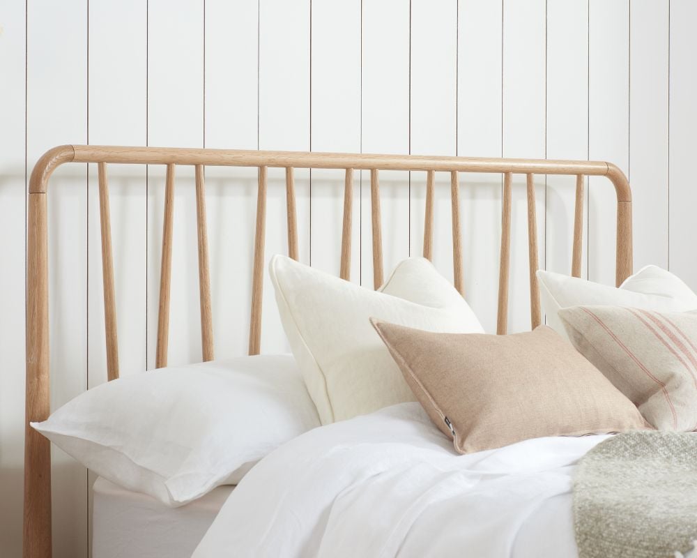 Jesper Wooden Oak Spindle Bed Headboard Close-Up