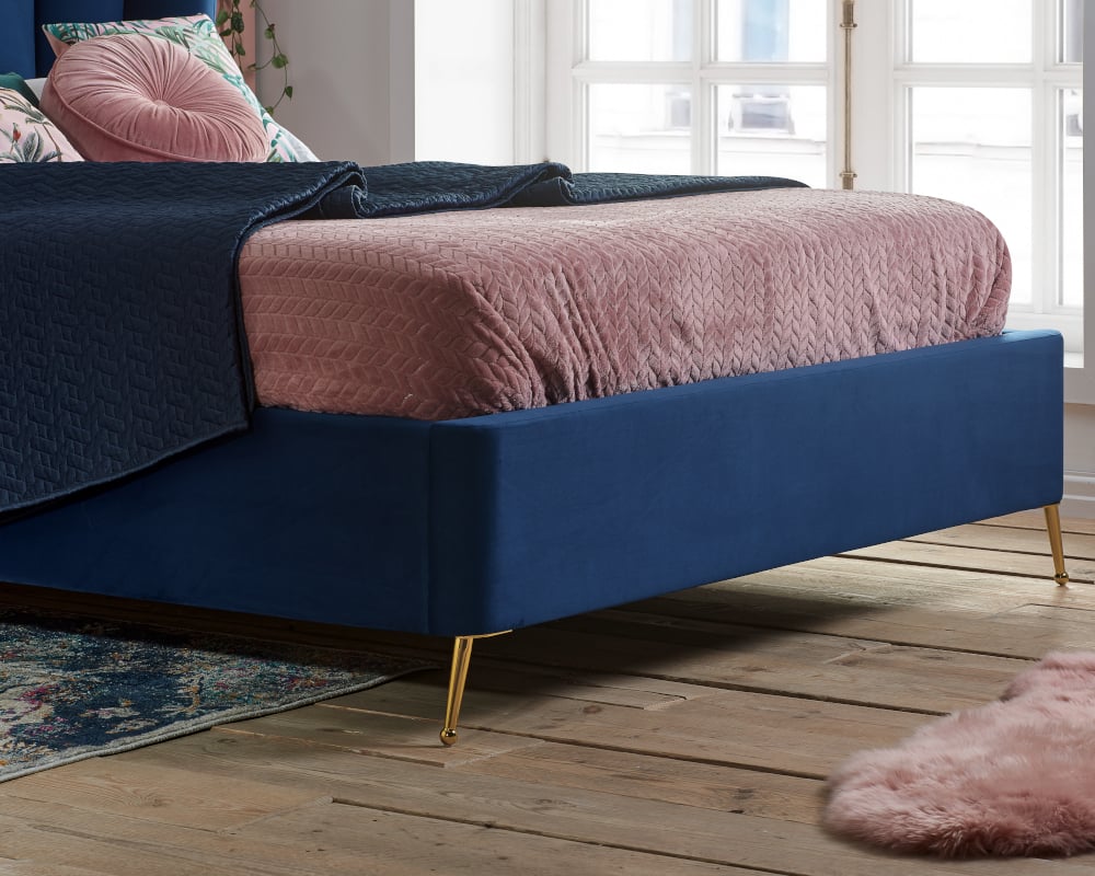 Lottie Blue Ottoman Bed Base Close-Up