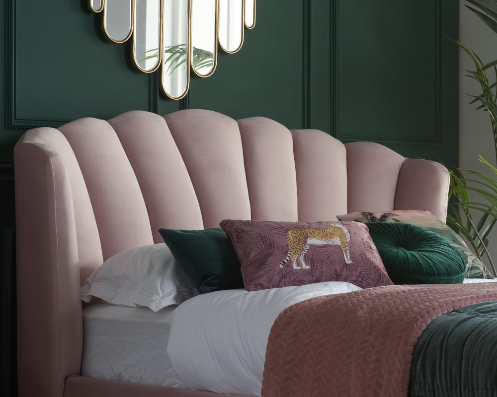 Lottie Pink Ottoman Bed Headboard Close-Up