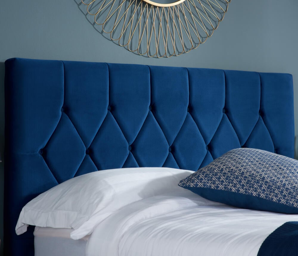 Loxley Blue Velvet Bed Headboard Image