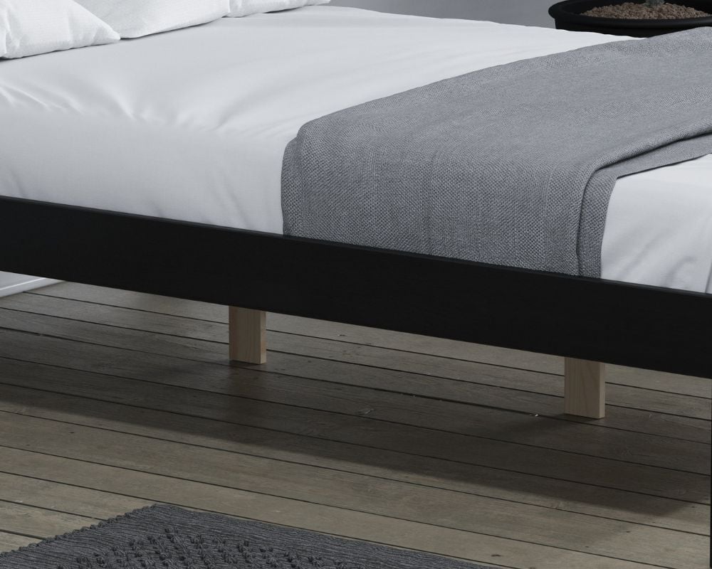 Luka Black Wooden Bed Slatted Base Close Up